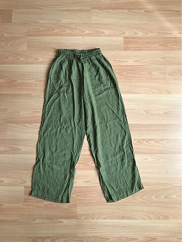 Yeşil keten yazlık pantolon
