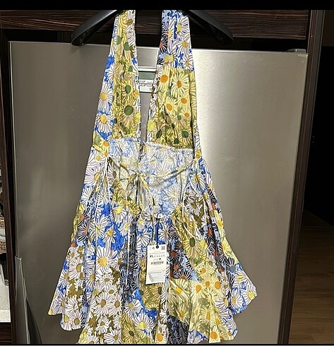 xl Beden çeşitli Renk Zara halter yaka çiçeklimini elbise