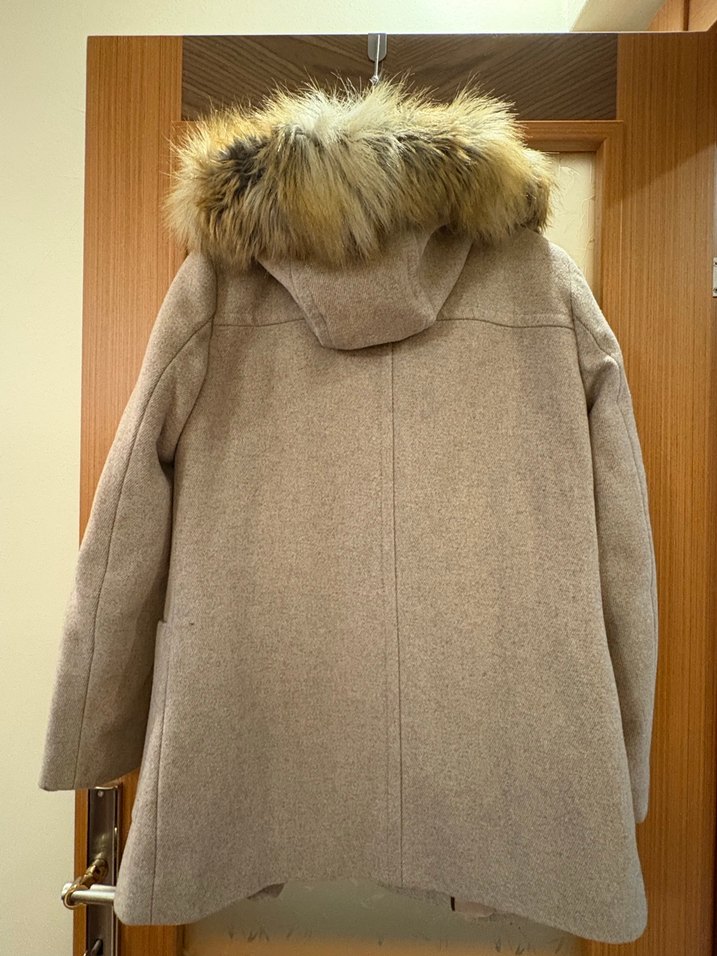 Calvin Klein Kürklü Kadın Bej Midi Kaban - Görsel 3