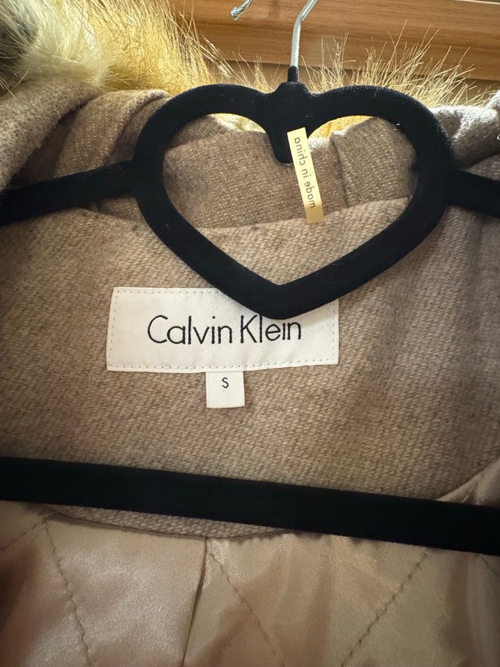 Calvin Klein Kürklü Kadın Bej Midi Kaban - Görsel 2