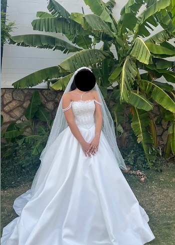 Modern Saten Straplez  Gelinlik - Görsel 5