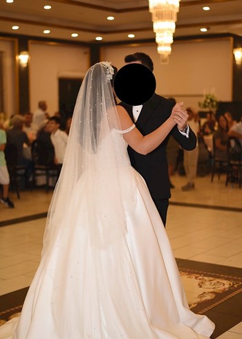 Modern Saten Straplez  Gelinlik - Görsel 4