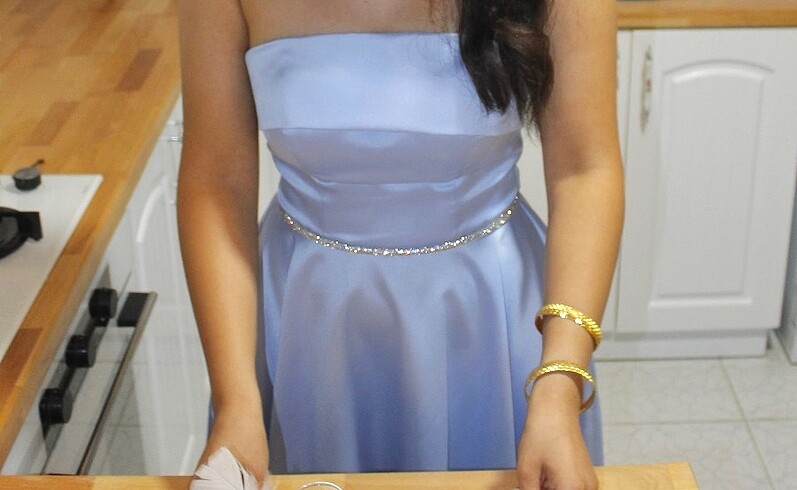 Saten straplez abiye elbise - Görsel 5