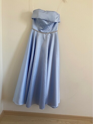 Saten straplez abiye elbise - Görsel 2