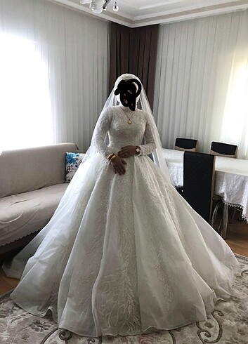 38 Beden beyaz Renk Tesettür gelinlik 