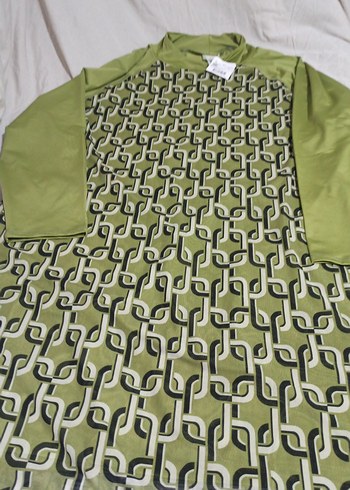 Uzun Kollu Yeşil Baskılı Kadın Tesettür haşama - Görsel 2