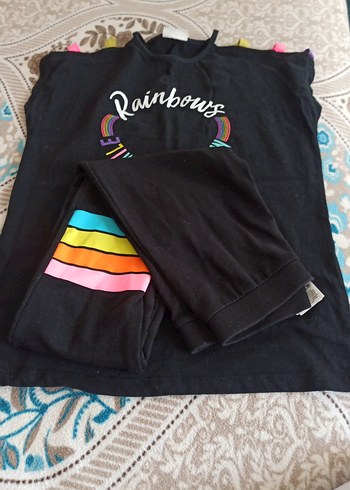 Kız Çocuk Siyah Renkli Rahat Taytlı takım - Görsel 5