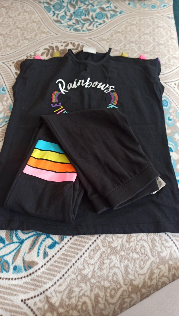 Kız Çocuk Siyah Renkli Rahat Taytlı takım - Görsel 5