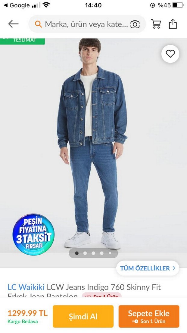 Erkek Mavi Regular Fit Kot Pantolon - Görsel 2