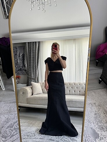 Siyah balık model abiye elbise