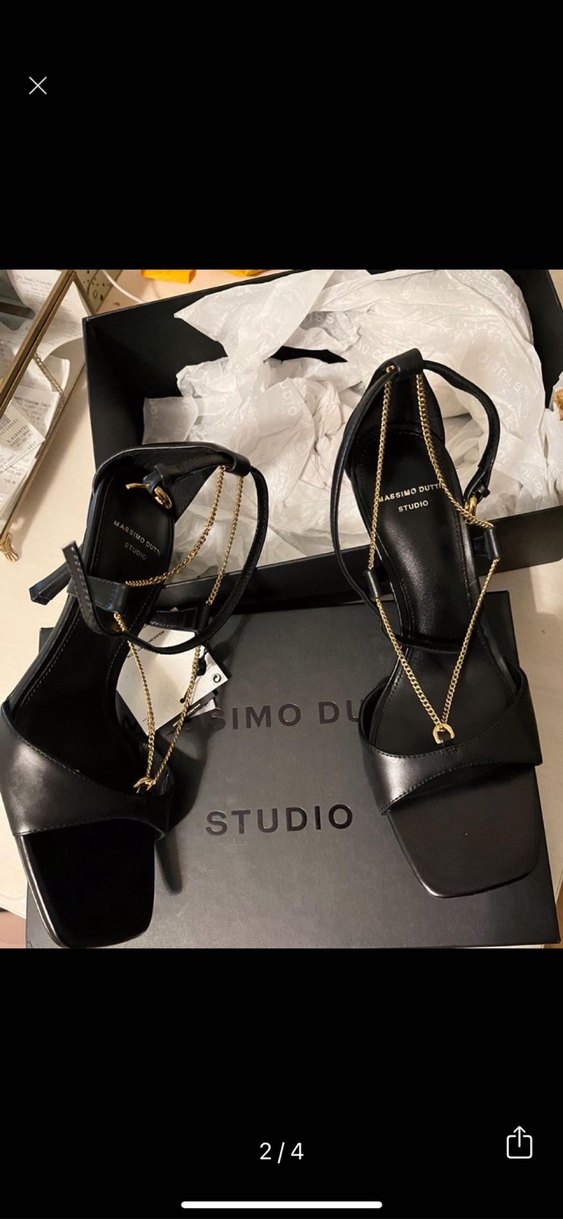 Zincir Detaylı Siyah Stiletto Topuklu Kadın Ayakkabı - Görsel 2