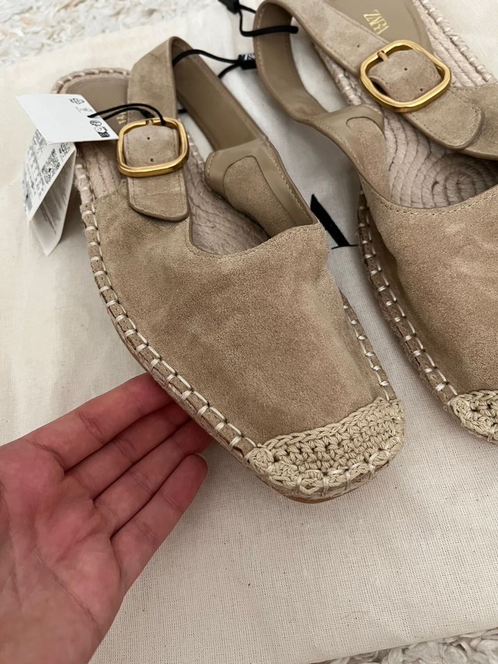 Bej Süet Dolgu Topuklu Kadın Espadril - Görsel 2