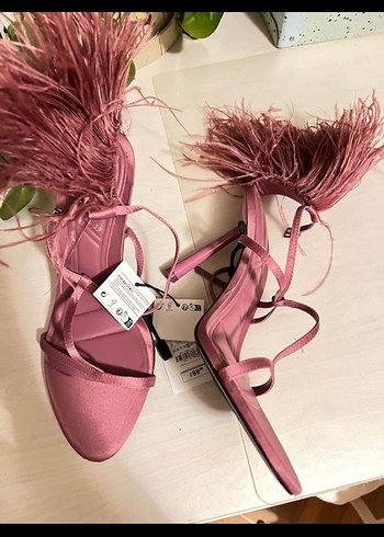 Püsküllü Pembe İpek Stiletto - Görsel 2
