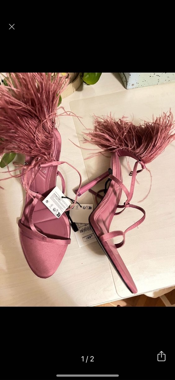 Püsküllü Pembe İpek Stiletto - Görsel 2