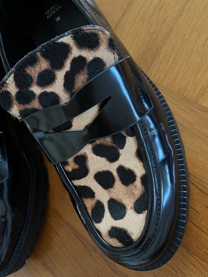 Kahverengi Leopar Desenli Tüylü Platform Topuklu Loafer - Görsel 2