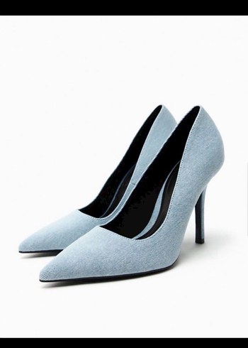 Gri Denim Stiletto Topuklu Kadın Ayakkabı - Görsel 2