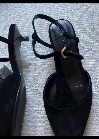 Siyah Süet Tokalı Stiletto Topuklu Kadın Ayakkabı - Görsel 3