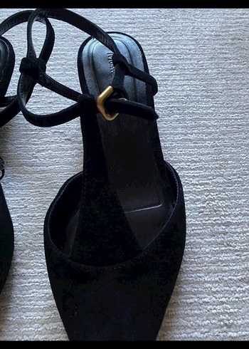 Siyah Süet Tokalı Stiletto Topuklu Kadın Ayakkabı - Görsel 2