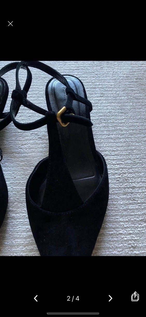 Siyah Süet Tokalı Stiletto Topuklu Kadın Ayakkabı - Görsel 2