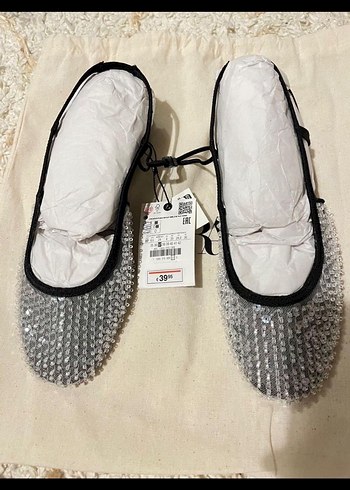 Parlak Gri Boncuklu Blok Topuklu Kadın Ayakkabı - Görsel 2