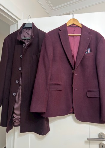 Bordo Düğmeli Erkek Midi Yün Kaban - Görsel 3