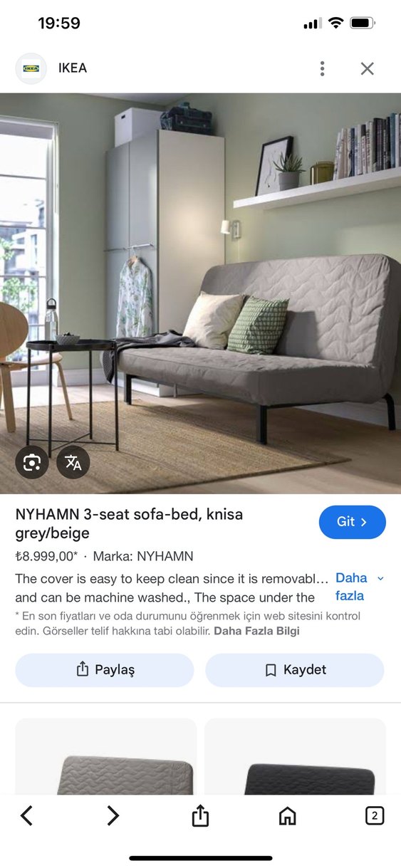 Gri Modern Düz Koltuk IKEA - Görsel 3