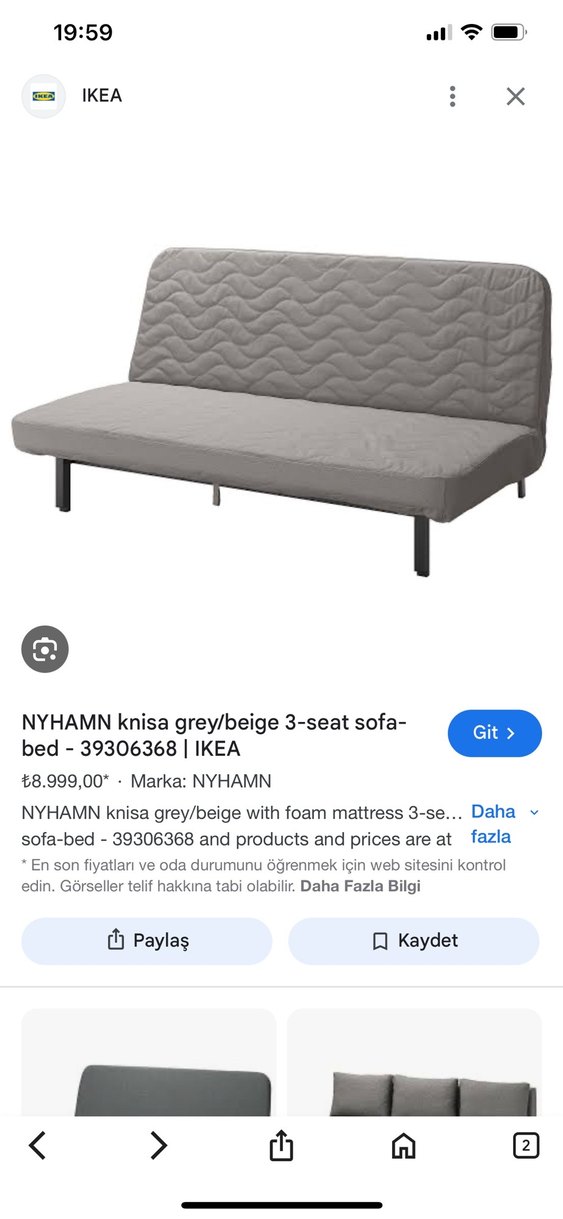 Gri Modern Düz Koltuk IKEA - Görsel 2