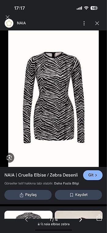 Naia zebra desenli mini elbise