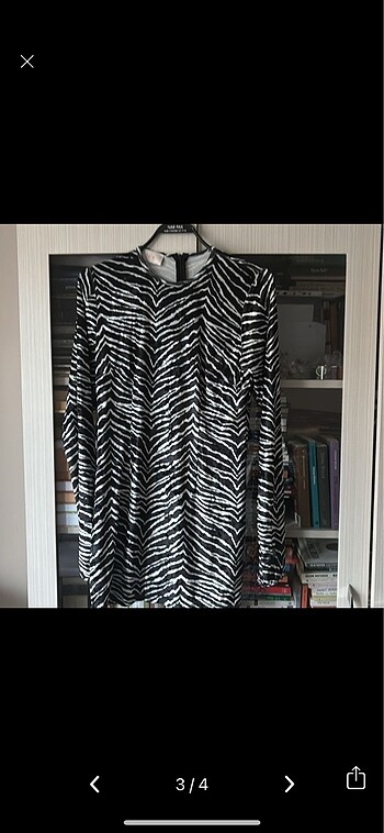 m Beden Naia zebra desenli mini elbise
