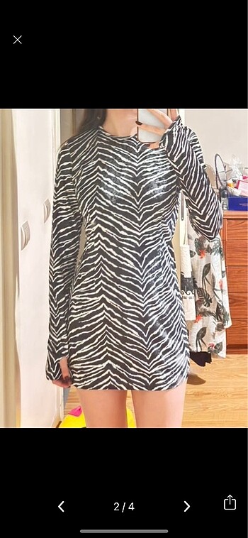 Zara Naia zebra desenli mini elbise