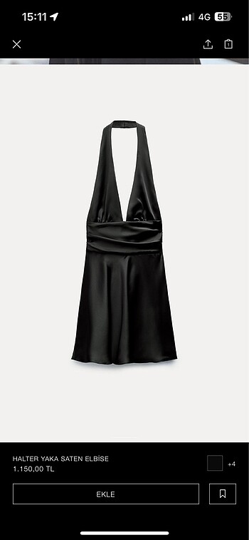 xs Beden zara halter yaka saten elbise