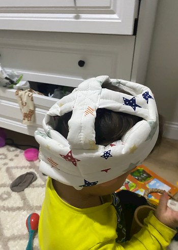 Renkli Yıldız Desenli Beyaz Bebek kafa korumalığı - Görsel 2