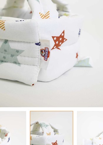 Renkli Yıldız Desenli Beyaz Bebek kafa korumalığı - Görsel 4