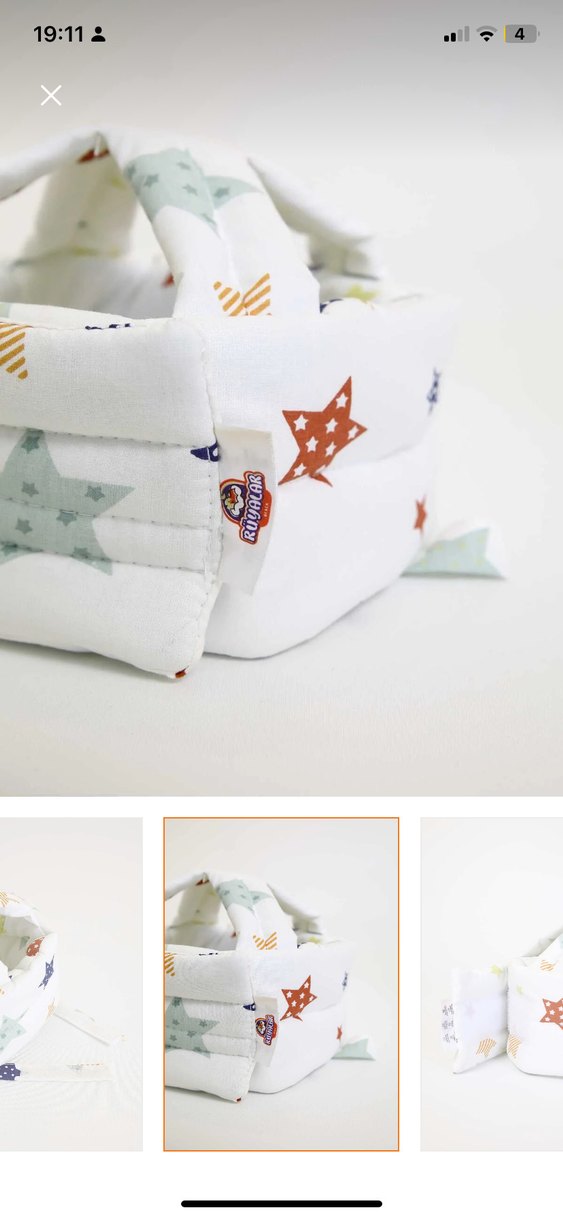 Renkli Yıldız Desenli Beyaz Bebek kafa korumalığı - Görsel 4