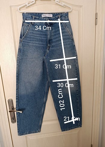 Gri Baskılı Rahat Kesim Midi Denim Pantolon