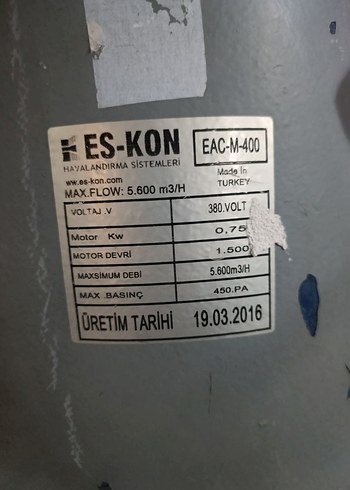 Endüstriyel Sanayi tipi. Vantilatör ES-Kon 400 - Görsel 6