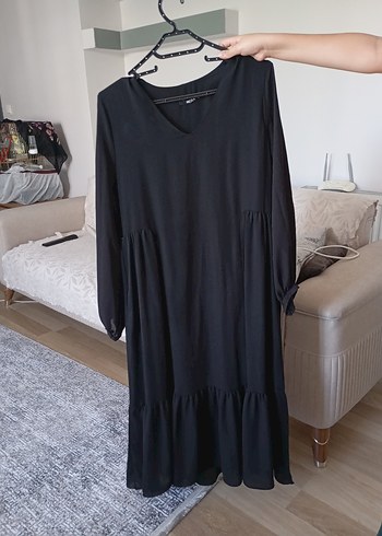 Zara Siyah Midi Uzun Kollu Salaş Elbise