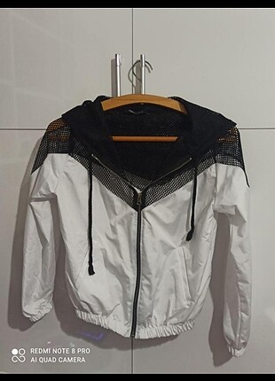 Beyaz Fileli Bomber Ceket