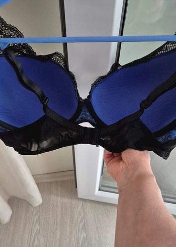 Koyu Mavi Dantel Desenli  Sütyen - Görsel 4