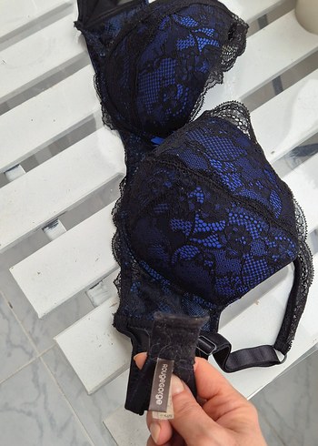 Koyu Mavi Dantel Desenli  Sütyen - Görsel 2