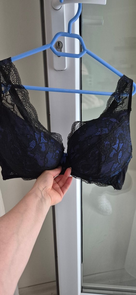 Koyu Mavi Dantel Desenli  Sütyen - Görsel 3