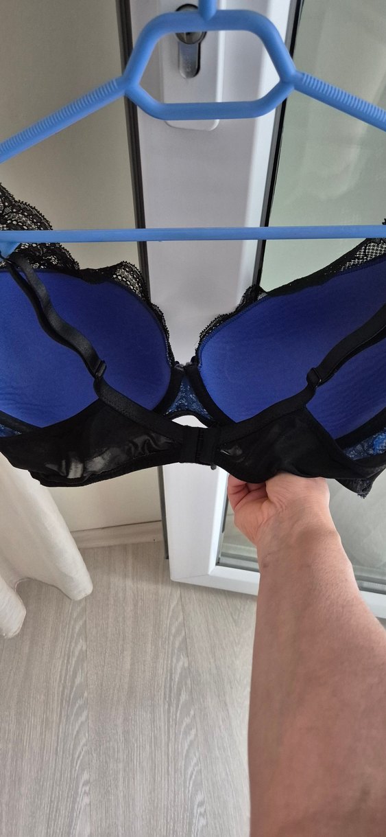 Koyu Mavi Dantel Desenli  Sütyen - Görsel 4