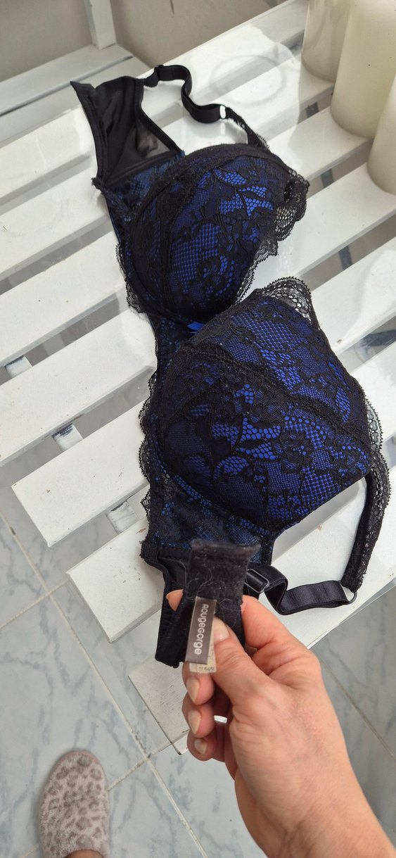 Koyu Mavi Dantel Desenli  Sütyen - Görsel 2