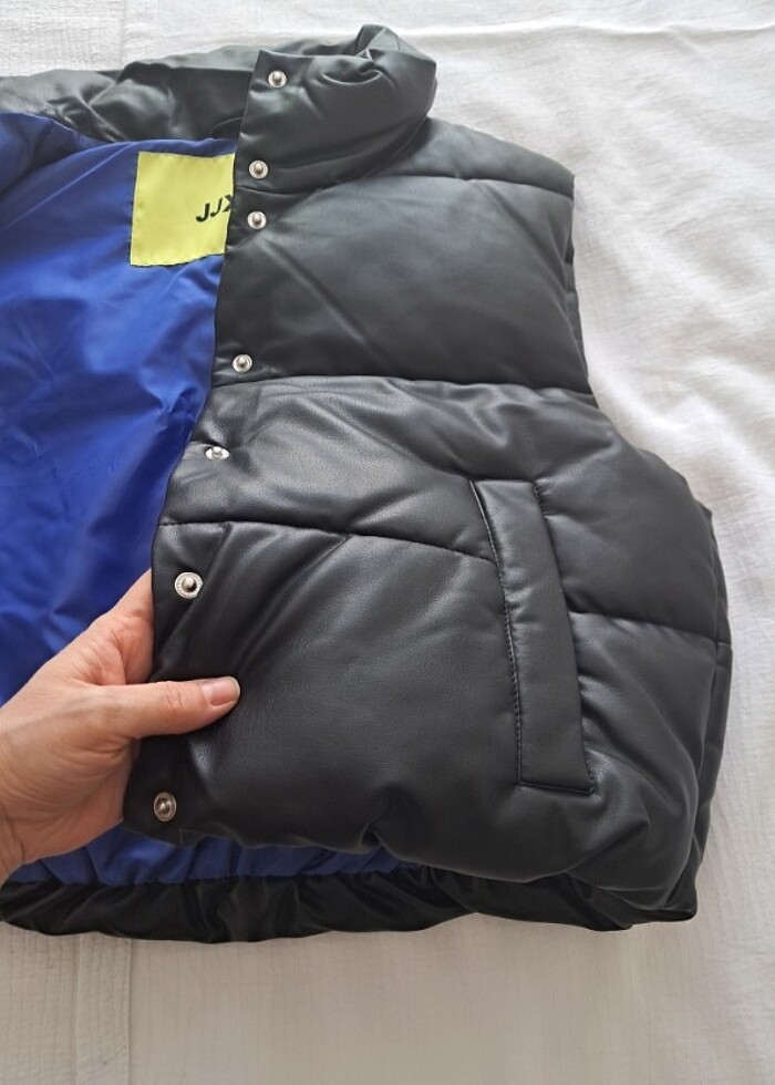 jjxx suni deri kısa yelek - Görsel 3