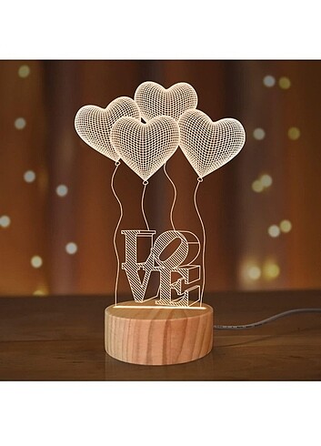 Diğer 3D love ahşap illizyon gece lambası
