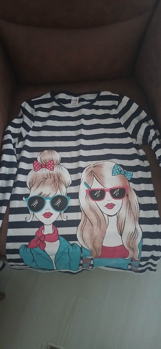 Kız Çocuk Baskılı Parlak Askılı Tişört - Görsel 2