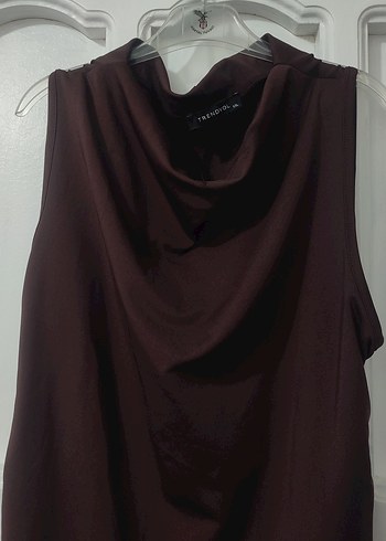 Trendyol Kahverengi Kolsuz kısa Elbise - Görsel 2