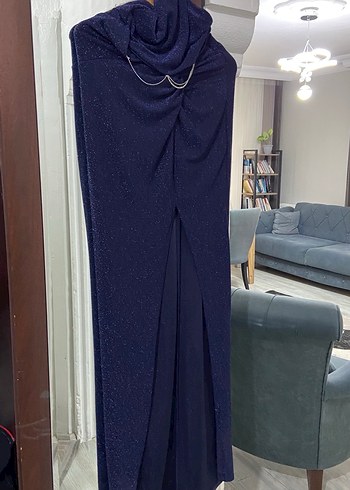 Straplez Lacivert Uzun Elbise - Görsel 4