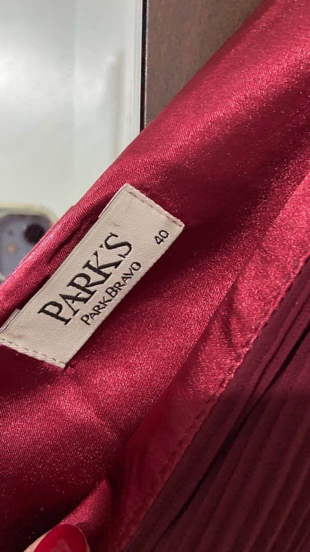 Bordo Drapeli Uzun Abiye Elbise - Görsel 3