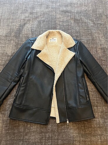 Biker kürklü ceket+çanta